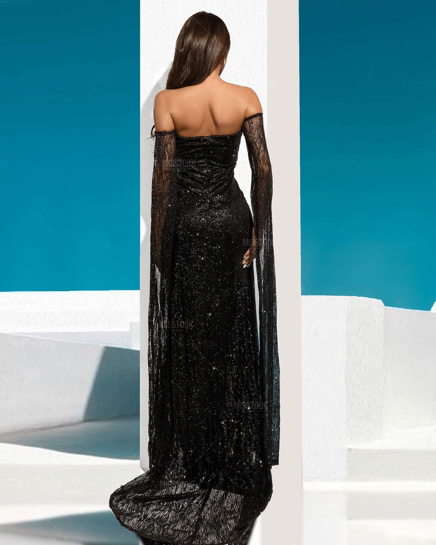 Darlyne Black Off Shoulder Glitter Dress – Misstook